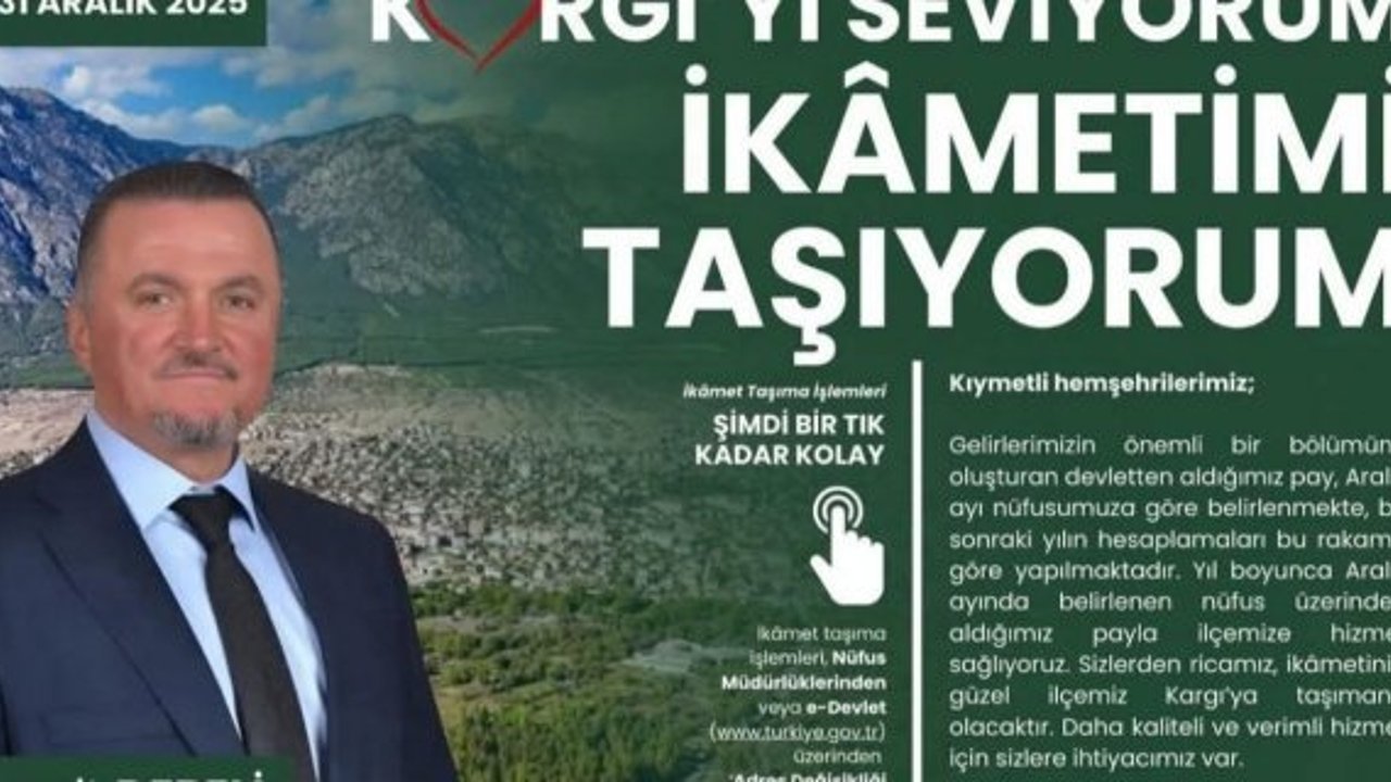 Kargı Belediye Başkanı Dereli’den Çağrı: “İlçemizin Gücü İçin İkametinizi Kargı’ya Taşıyın”