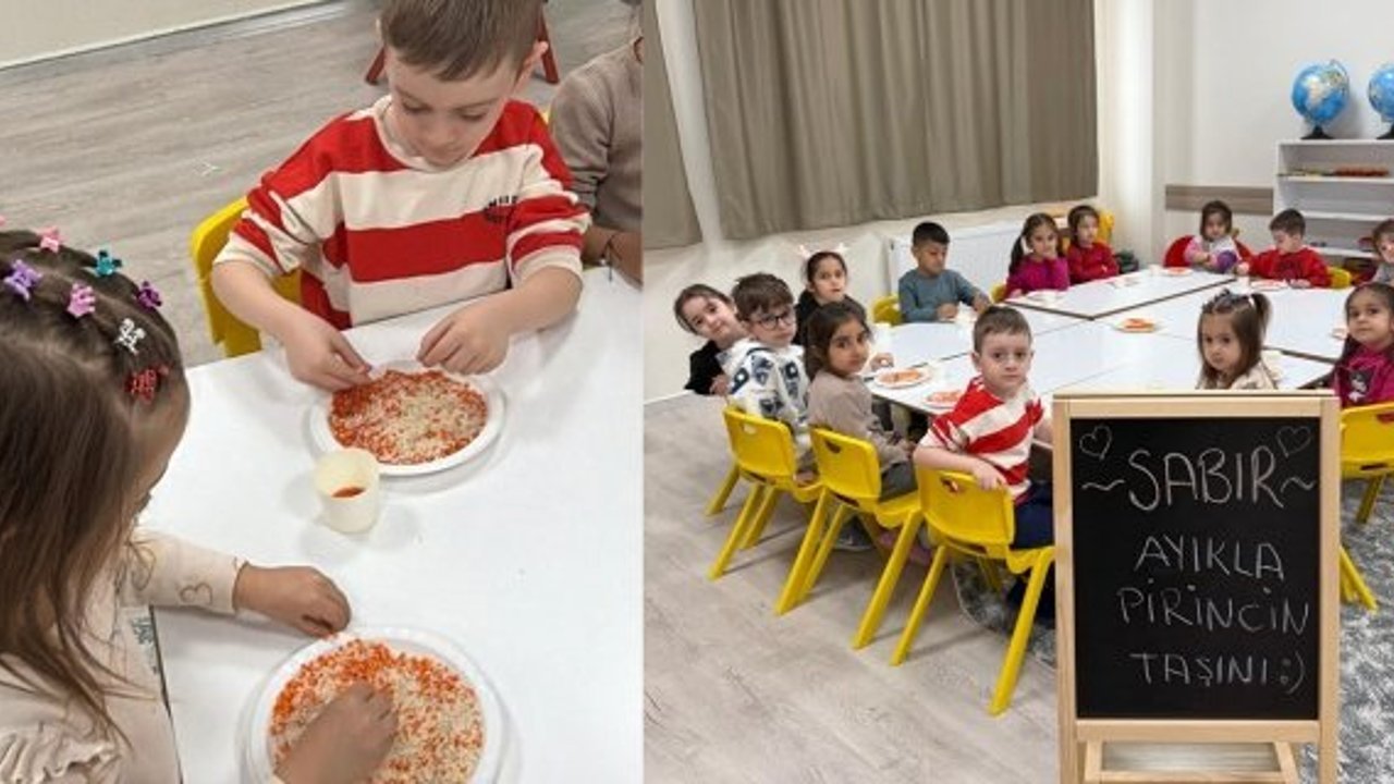 Öğrenciler pirinç ayıklayarak öğrenmenin keyfini yaşadı