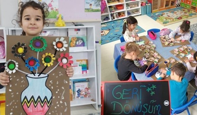 Minik eller geri dönüşümü sanata dönüştürdü