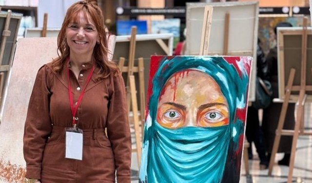 Kargılı öğretmenin eseri Kadınlar Günü sergisinde yer aldı